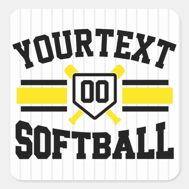 Personalized ADD NAME Softball Player Varsity Team Square Sticker (Front)