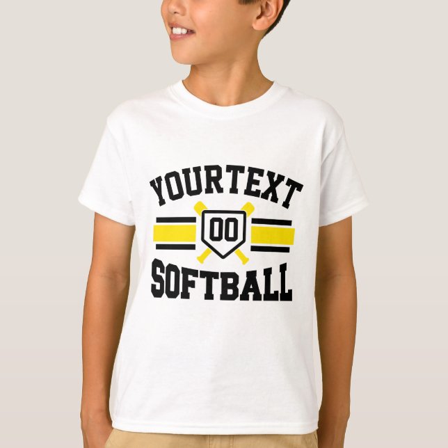 Personalized ADD NAME Softball Player Varsity Team T-Shirt (Front)