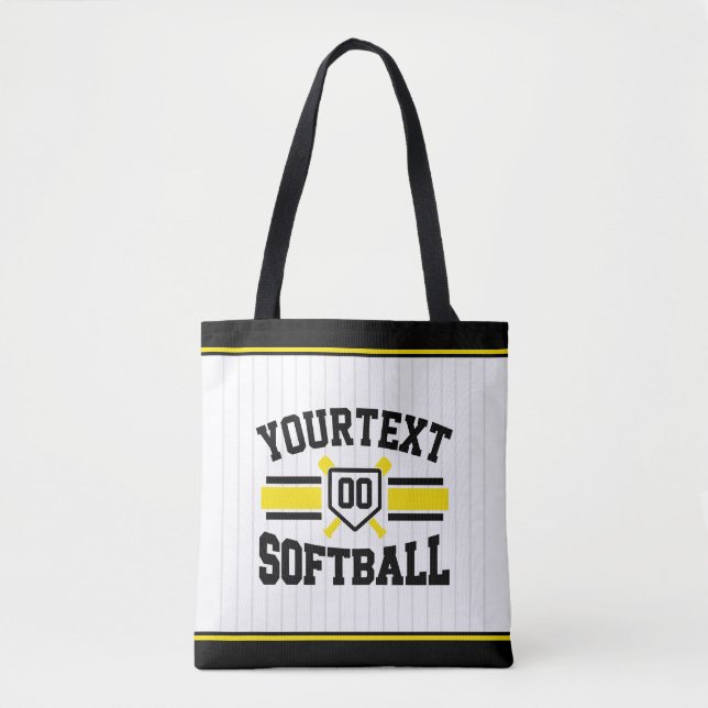 Personalized ADD NAME Softball Player Varsity Team Tote Bag (Front)