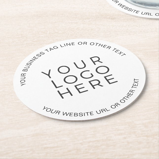 Personalized Add Your Custom Business Logo Round Paper Coaster (Angled)