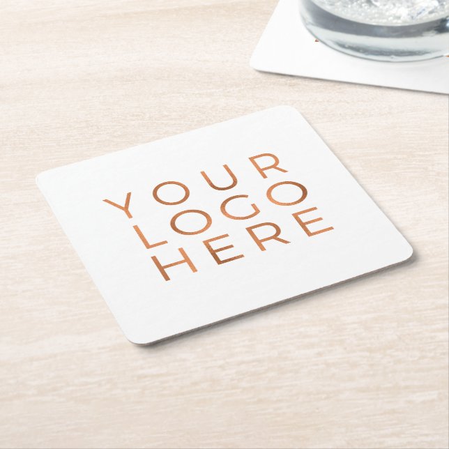 Personalized Add Your Custom Business Logo Square Paper Coaster (Angled)