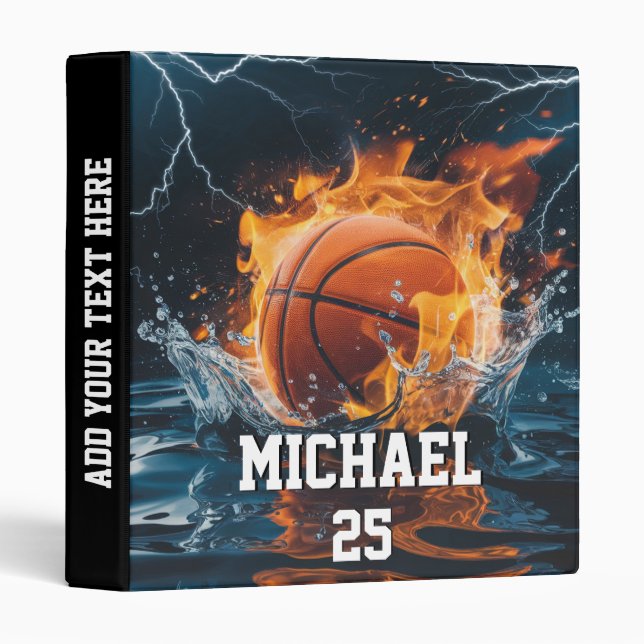 Personalized Add Your Name And Number basketball   Binder (Front/Spine)