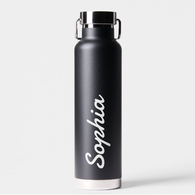 Personalized Add Your Name Black Insulated  Water Bottle (Front)