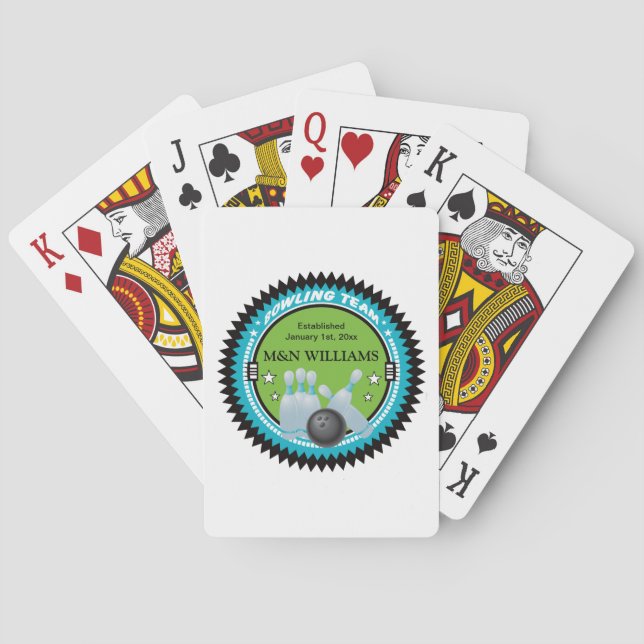 Personalized Add Your Name Bowling Team Logo Playing Cards (Back)