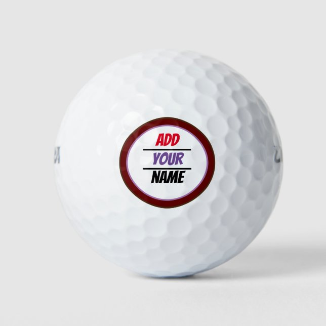Personalized add your name Custom Text colour full Golf Balls (Front)