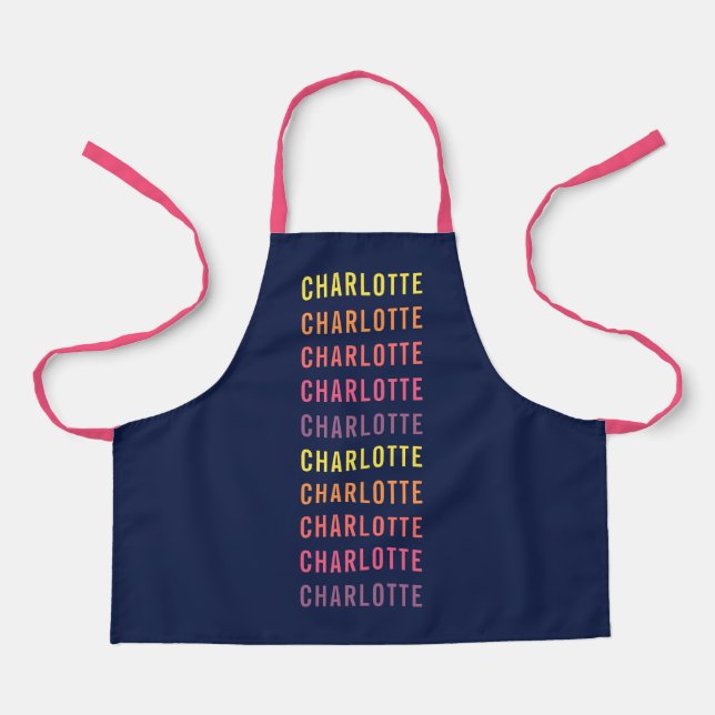 Personalized Add Your Name Fun Colour Gradient Apron (Front)