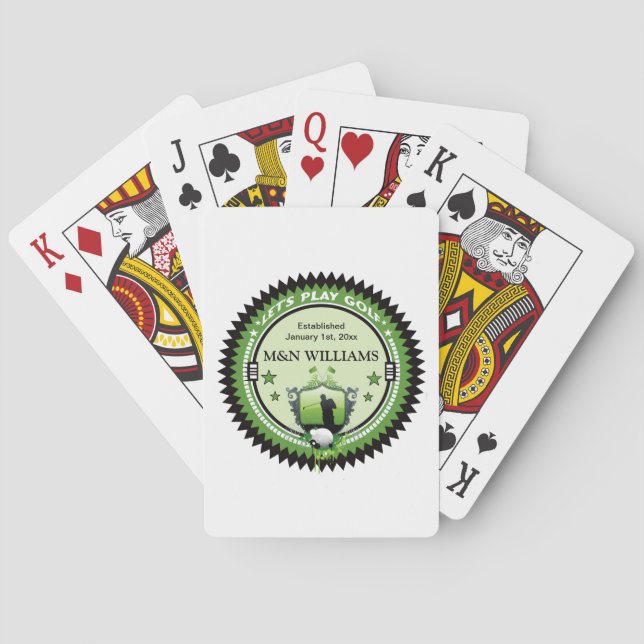 Personalized Add Your Name Play Golf Logo Playing Cards (Back)