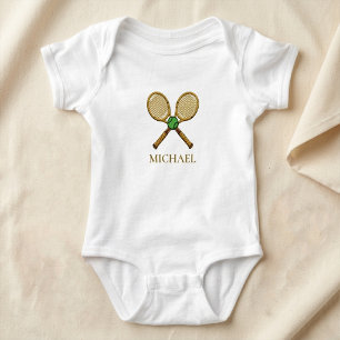 Personalized Add Your Name Tennis Ball Rackets Baby Bodysuit