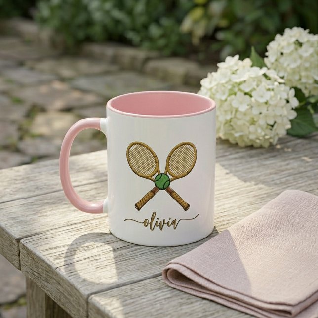 Personalized Add Your Name Tennis Ball Rackets  Mug (Creator Uploaded)