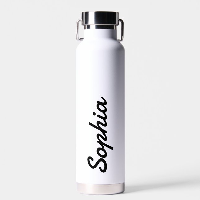 Personalized Add Your Name White Insulated Water Bottle (Front)