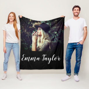 Personalized Add Your Own Photo Typography Name  Fleece Blanket