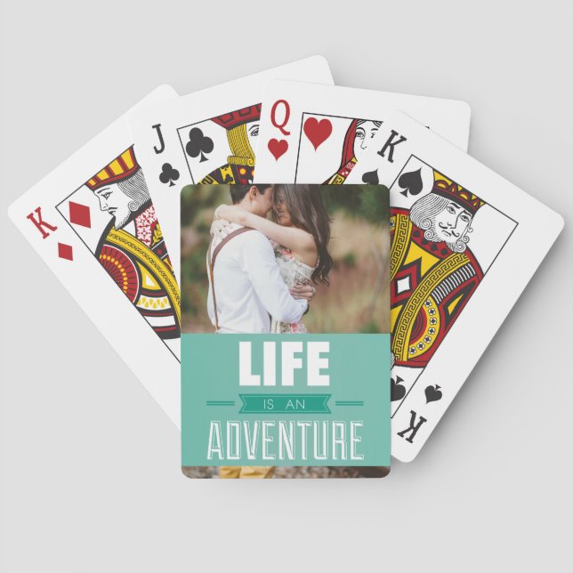 Personalized Add Your Photo Life is an Adventure Playing Cards (Back)