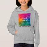 Personalized Add Your Photo Text Template Girls<br><div class="desc">Personalized Add Your Photo Text Image Template Kids Girls Light Steel Pullover Hoodie.</div>
