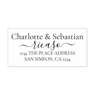 Personalized Address Elegant Scroll Text Rubber Stamp