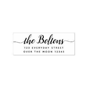 Personalized Address Family Name Modern 3 Line Self-inking Stamp