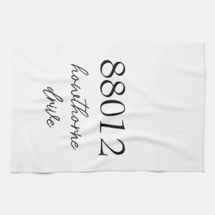 Personalized Address Farmhouse Tea Towel, Custom H Kitchen Towel