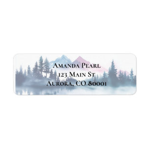 Personalized Address Label Watercolor Mountains