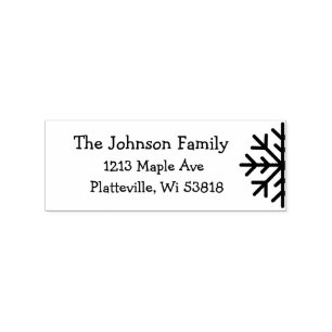 Personalized Address Winter Christmas Snowflake Rubber Stamp