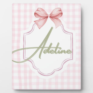 Personalized Adeline Baby Girl Nursery Bow&Gingham Plaque