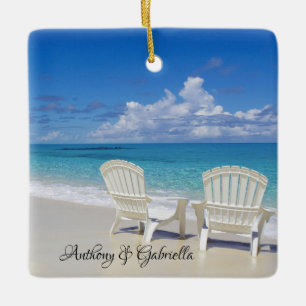 Personalized Adirondack Chairs in Sand Ornament