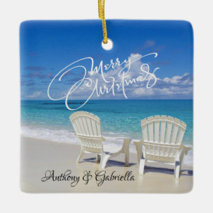 Personalized Adirondack Chairs in Sand Ornament