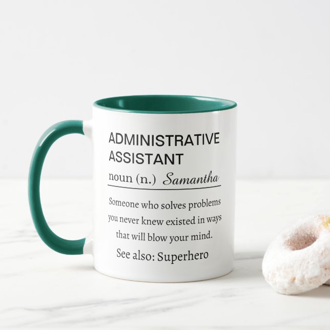 Personalized Administrative Assistant Definition Mug (With Donut)
