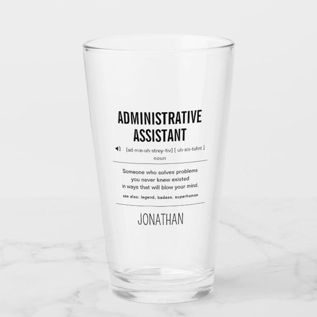 Personalized Administrative Assistant Funny Glass (Front)