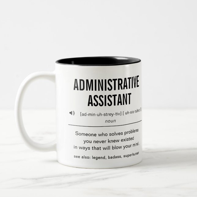 Personalized Administrative Assistant Funny Two-Tone Coffee Mug (Left)