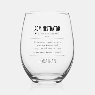 Personalized Administrator Funny Stemless Wine Glass