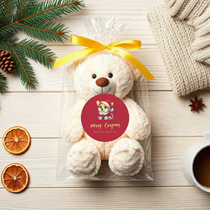 Personalized Adorable Corgi  – Merry Corgmas Classic Round Sticker