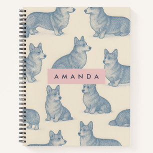 Personalized Adorable Corgi Pattern Notebook