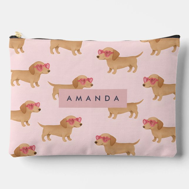 Personalized Adorable Dachshund Dog Accessory Pouch (Front)