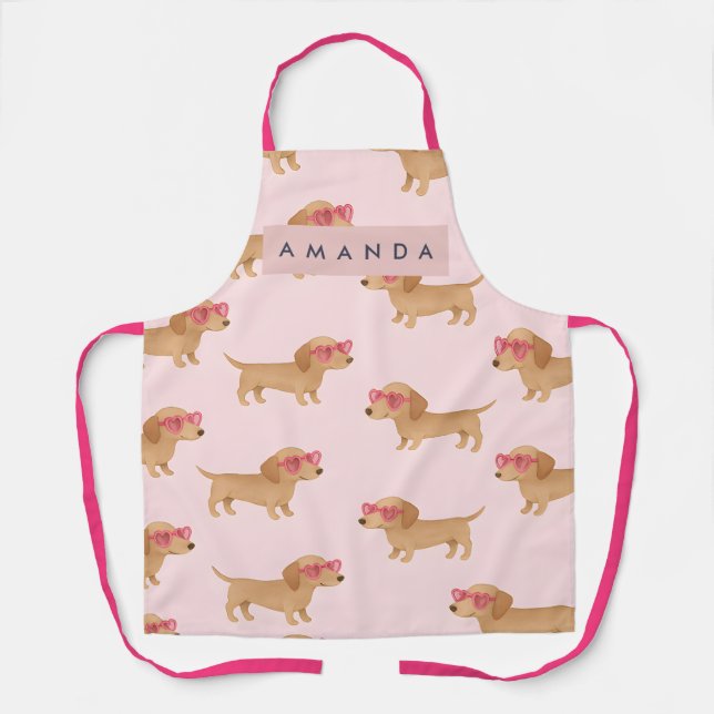Personalized Adorable Dachshund Dog Apron (Front)