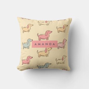 Personalized Adorable Dachshund Dog Pattern Throw Pillow