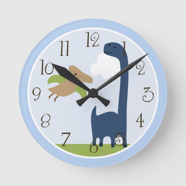 Personalized Adorable Dinosaur Kids Clock (Front)