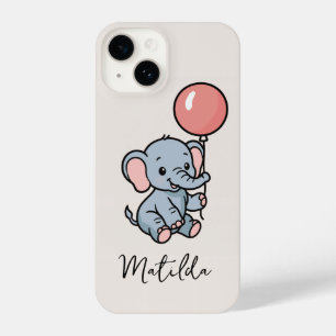 Personalized Adorable Elephant with Balloon Phone iPhone 14 Case