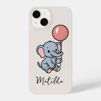 Personalized Adorable Elephant with Balloon Phone  iPhone 14 Case