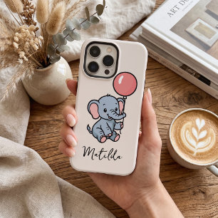 Personalized Adorable Elephant with Balloon Phone iPhone 16 Pro Max Case