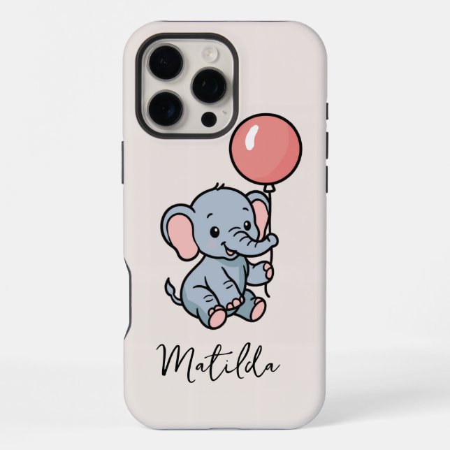 Personalized Adorable Elephant with Balloon Phone  iPhone Case (Back)