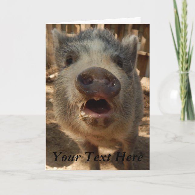 Personalized Adorable Mini Pig Greeting Card, Card (Front)