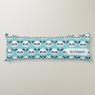 Personalized Adorable Panda Bear Pattern Blue Kids Body Pillow