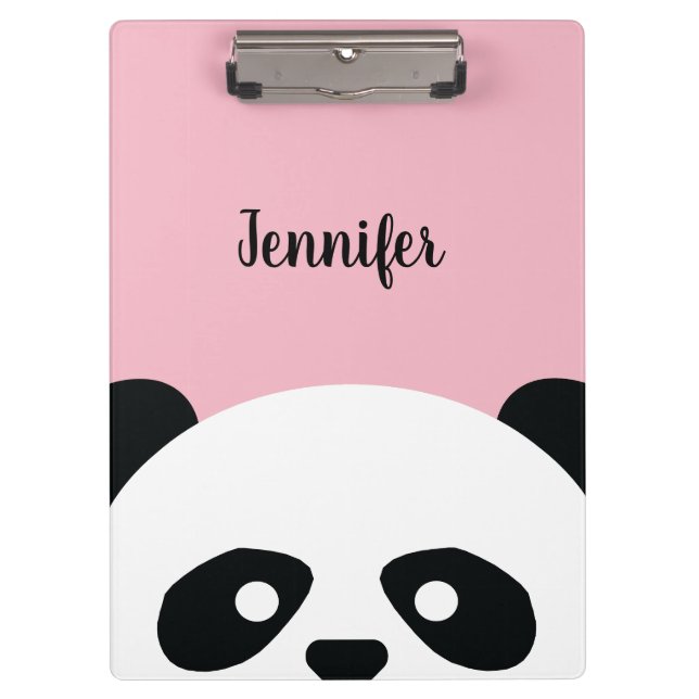 Personalized Adorable Panda Bear Pattern Kids Clipboard (Front)