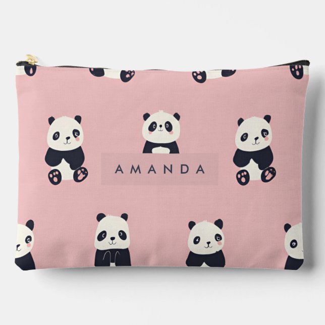 Personalized Adorable Panda Pattern Accessory Pouch (Front)