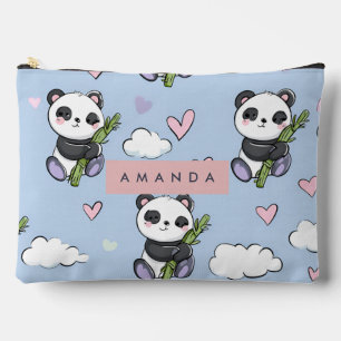 Personalized Adorable Pastel Panda Pattern Accessory Pouch