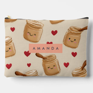 Personalized Adorable Peanut Butter Jar Pattern Accessory Pouch