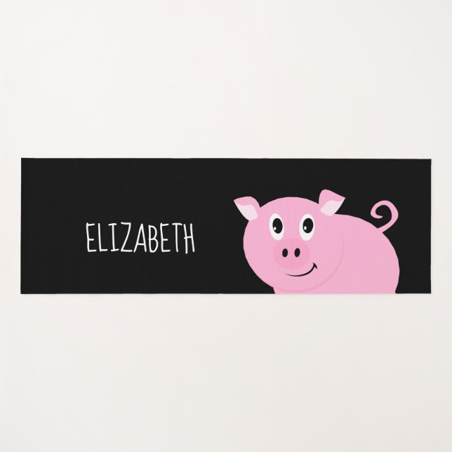 Personalized Adorable Pig Fun Animal Yoga Mat (Front (Horizontal))