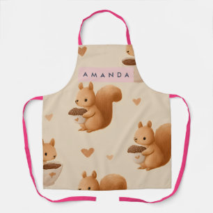 Personalized Adorable Squirrel and Acorn Pattern Apron