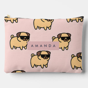 Personalized Adorable Sunglasses Pug Pattern Accessory Pouch