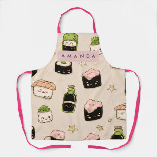 Personalized Adorable Sushi and Soy Sauce Pattern Apron