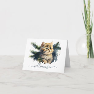 Personalized Adorable Tabby Kitten Watercolor Note Card